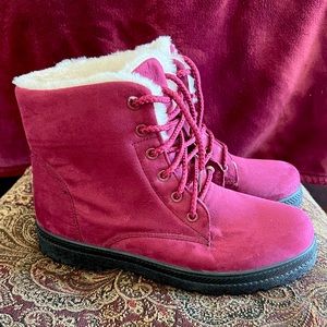 New Unused Burgundy Boots (size US 10)